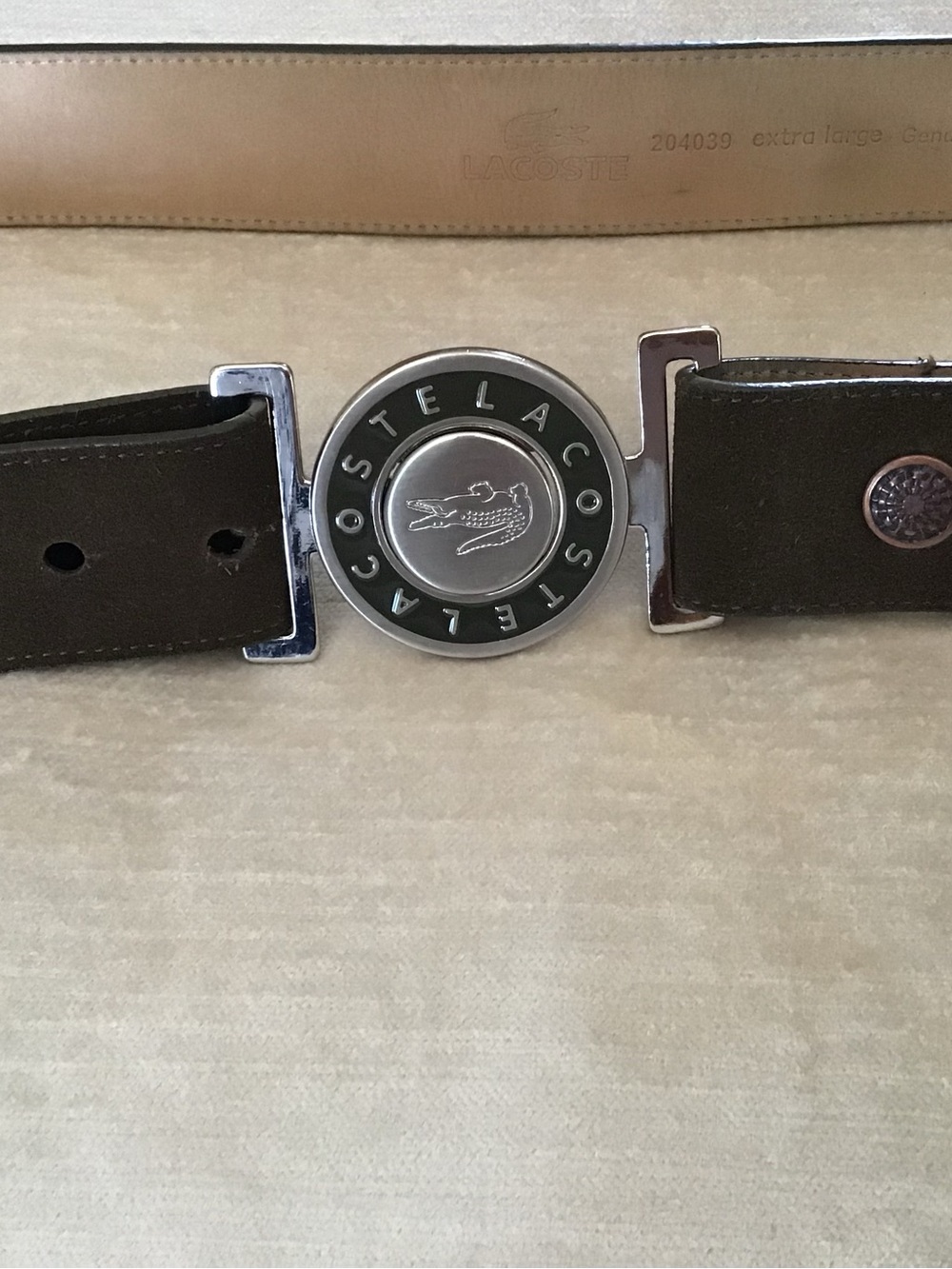 Lacoste Brown Leather Belt with Silver Logo Buckle